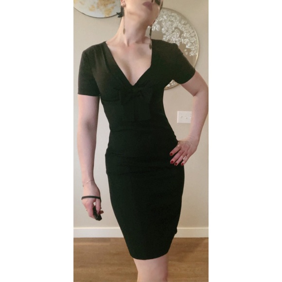 Dsquared2 Black Bow Fitted Sheath Dress SZ 44 8 6 - Picture 2 of 9